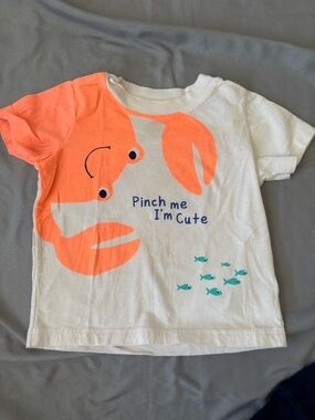 Carter's White Tee with Neon Orange Crab and Teal Fish